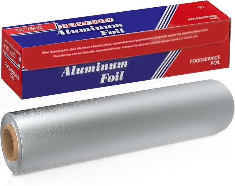 Ox Plastics Aluminum Foil Roll 18"x 500 feet (1 Pack) - Aluminum Foil Heavy-Duty, Commercial Grade for Food Service Industry - Silver Foil for Cooking & Roasting - Image 1